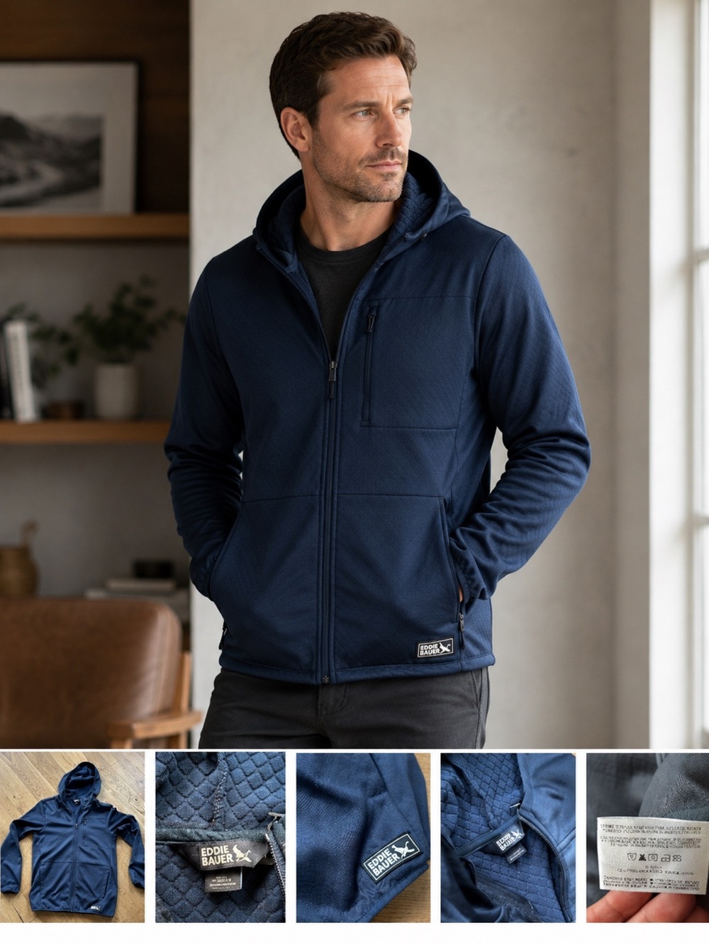 Eddie Bauer Navy Blue Lightweight Hooded Jacket